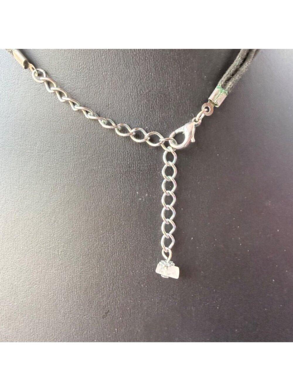Rose Quartz Beaded Statement Necklace With Adjustable Black Cord - Picture 6 of 6